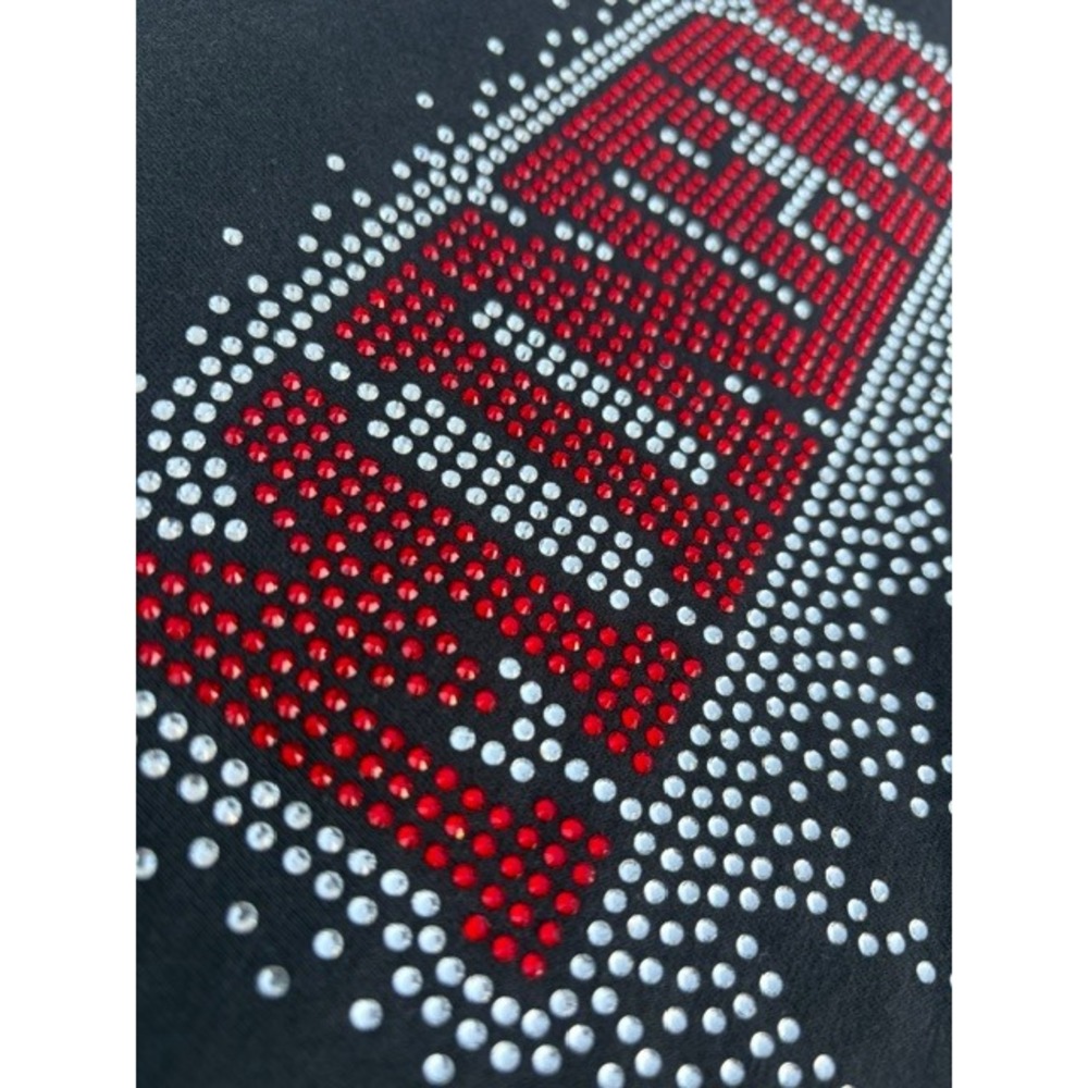 Miners Black and Crystal Rhinestone Drip Graphic T-Shirt Short Sleeve Large